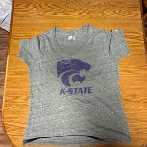 Russell Athletic Gray Women's T-Shirt with K-State Logo
